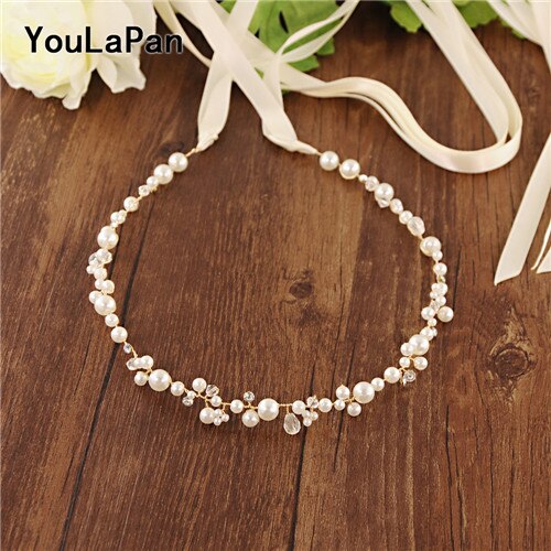 YouLaPan SH03-G Jeweled Bridal Belt Trim Crystal Wedding Ivory Sash Belt Ribbon Sash Belt Thin Bridal Crystal Belt for Bride: Ivory ribbon