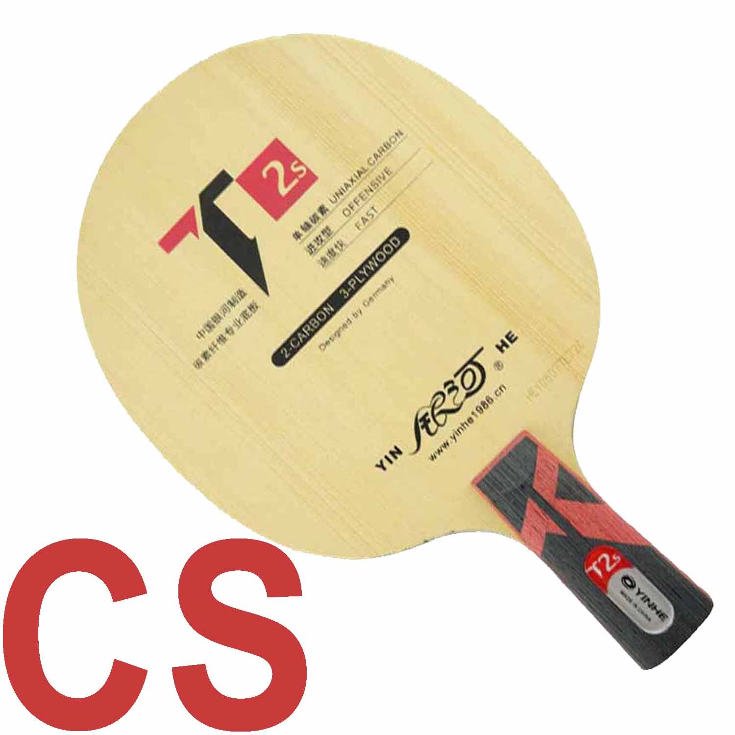 YINHE T-2S Tafeltennis Blade (T2S, 3 + 2 Hinoki Carbon, PRIMORAC CARBON Structuur) t2 Racket Ping Pong Bat Peddel Peddel: CS  short handle