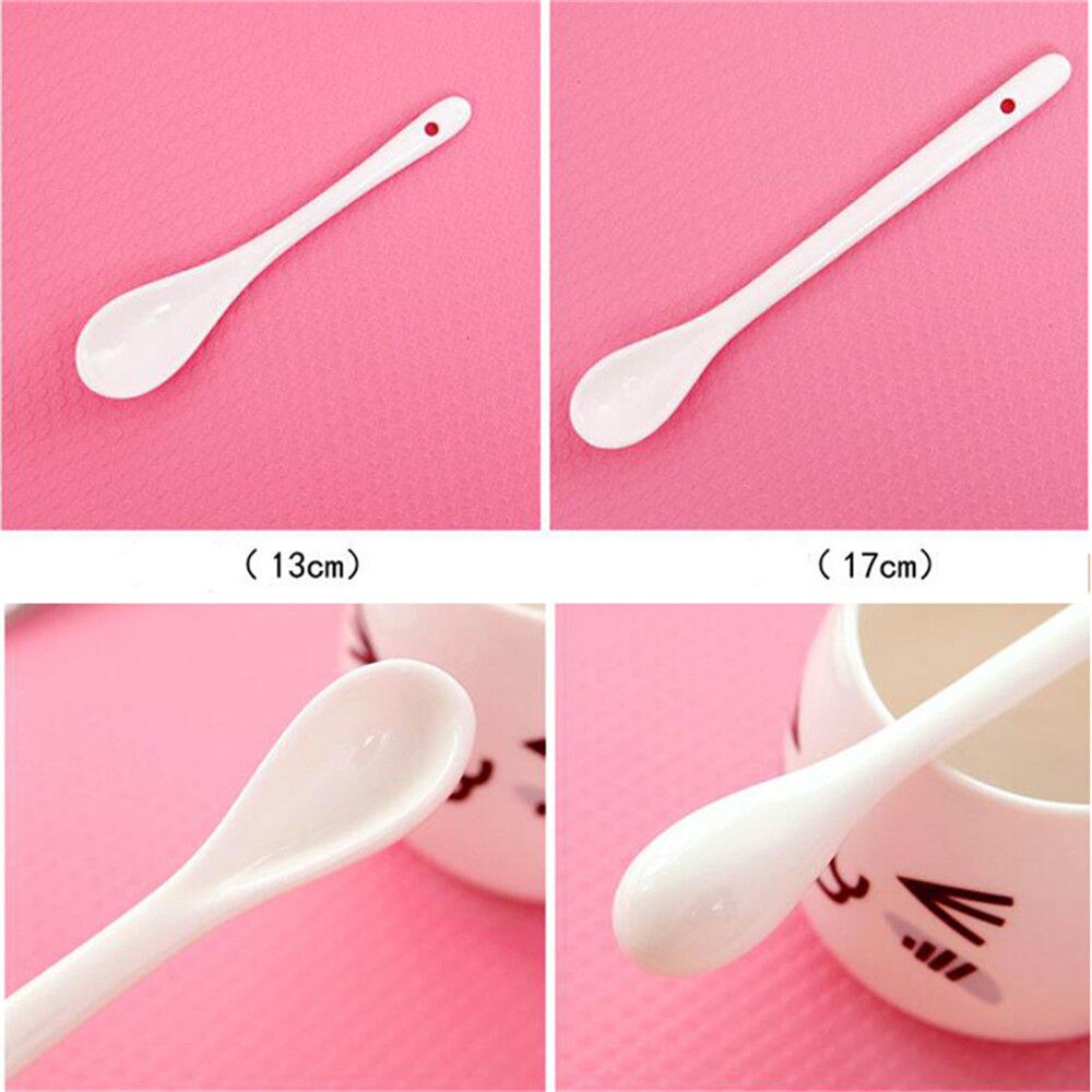 Cucharas de porcelana a la para cocina, Mini cuchara de cerámica para té, café, azúcar, postre, blanco puro para helado, grande y pequeño