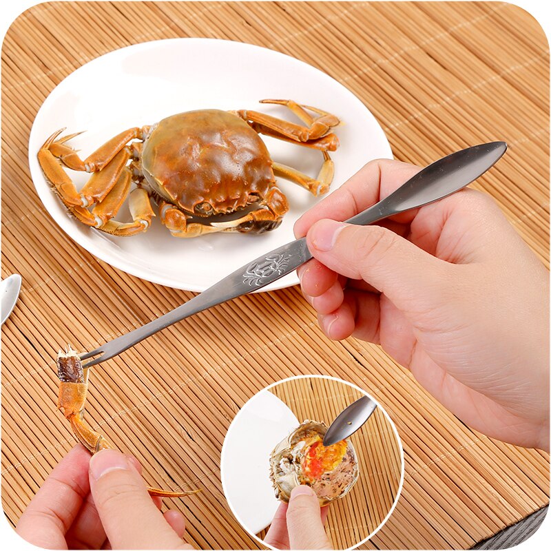 Husholdning rustfrit stål krabbe tang fisk og skaldyr hummer pin krabbe værktøjer krabber hummer gaffel frugt