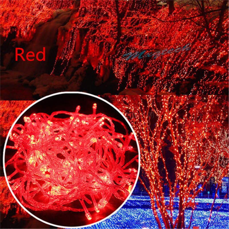 20M Waterproof 110V/220V 200 LED String lights for Christmas Festival Party Fairy Colorful Xmas Decor LED String Lights: Red / EU Plug 220V