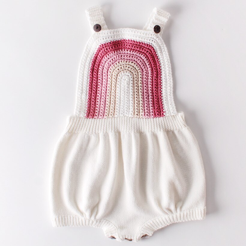 Tricoté bébé vêtements arc-en-ciel bébé fille garçons barboteuse sans manches coton -né bébé barboteuse bébé combinaison garçon barboteuse bébé fille: WHITE / 80cm