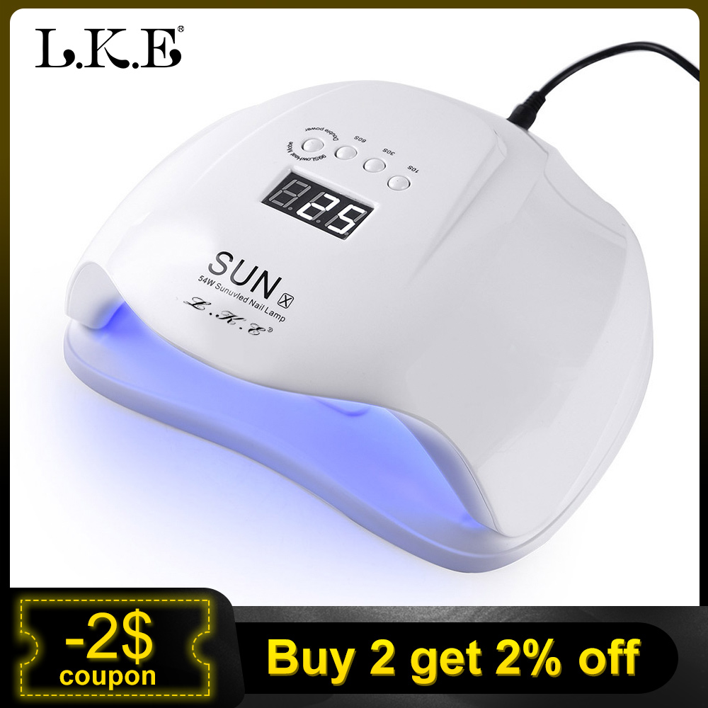 LKE Nail Droger 54W LED UV Nail Lamp Drogen UV Gel Polish met 30 s/60 s Knop timer Light 36 LEDs Dual Manicure Nail Art Lamp