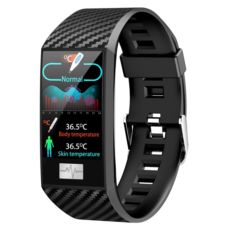 DT NO.1 DT58 Pro 24 Hour Temperature Monitor Wristband Fitness Tracker Weather Outdoor Health Smart Watch Band for Android IOS: Black