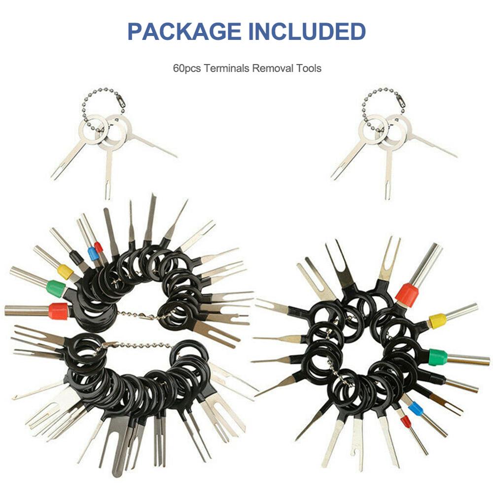 60pcs Car Plug Terminal Removal Tool Pin Needle Retractor Pick Electrical Wire Puller Hand Tools Kit
