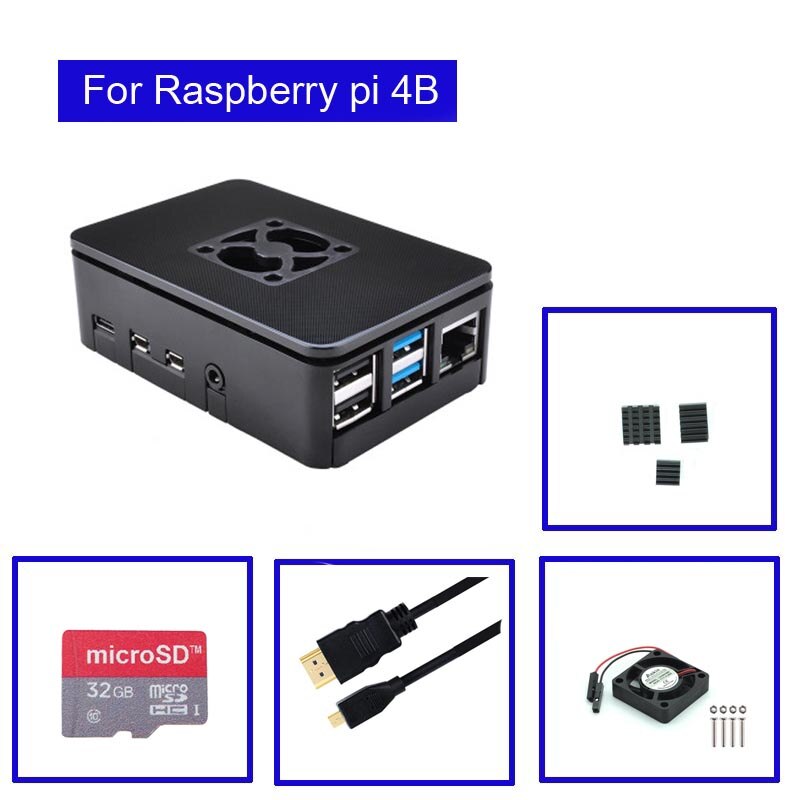 Raspberry Pi 4 Model B ABS Case with Fan + Heatsink +32GB SD Card+ 5V 3A power+HDMI for Raspberry Pi 4B: Orange