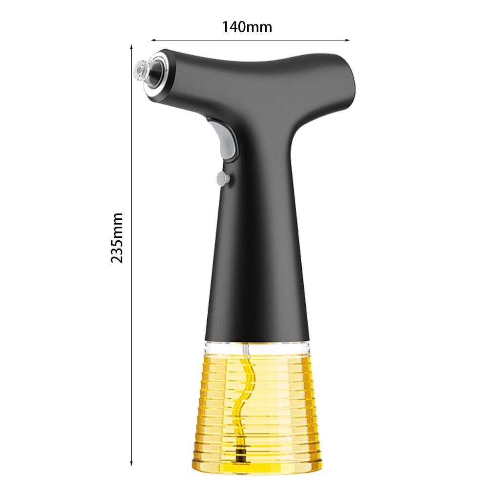 Botella eléctrica con pulverizador de aceite de oliva, botella de almacenamiento de vinagre, salsa de soja, alimentada por batería, para el hogar y la cocina: Black