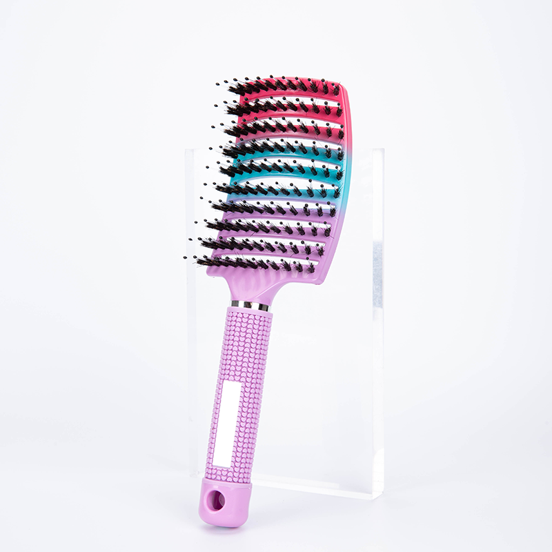 Cepillo para desenredar el cuero cabelludo, peine para masaje, cerdas de nailon para mujeres, cepillo mágico para el cabello rizado, herramientas de estilismo para salón de peluquería,: marrón