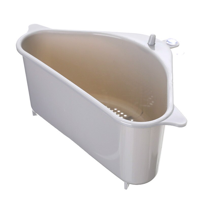 Multifunktionel hjørnevask afløbsstativ hylde sugekop vask afløbskurv skål svampholder køkken badeværelse opbevaringsholder: Grå