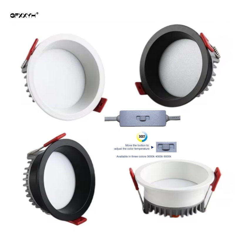 Freely adjustable tri-color temperature COB light 110V220V 9W 15Wdimmable home office store LED recessed ceiling light spotlight