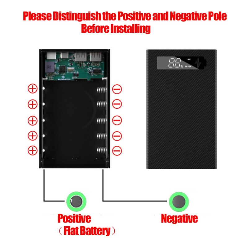Detachable LCD Display DIY 5x18650 Battery Case Power Bank Shell Portable External Box without Battery Powerbank Protector