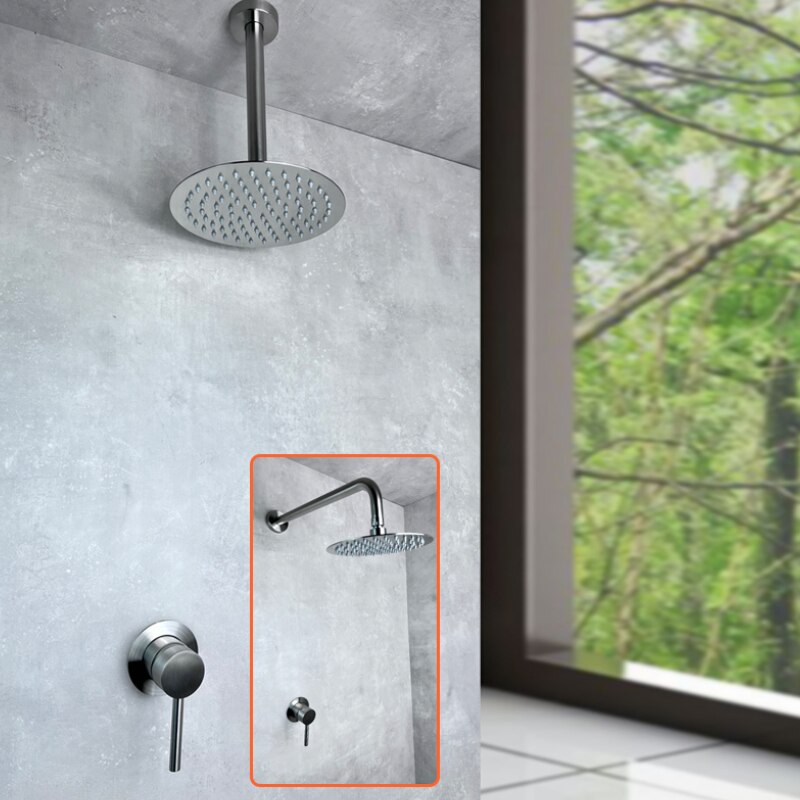 and Cold Head Top Shower Set 304 Stainless Steel 1 Function Solid Valve 8 Inch 200mm Shower Wall Mounted Ceiling Bathroom