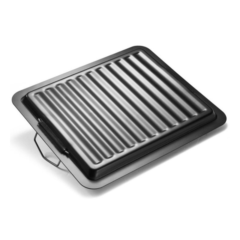 Black Barbecue Frying Grill Pan Rectangle Non-Stick Grill Cookware BBQ Tray Barbecue Plate