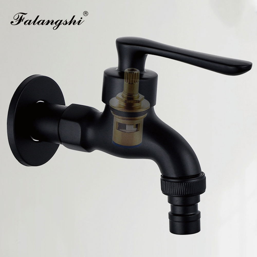 Black Bibcock Brass Faucet Outdoor Garden Taps for Washing Machine Laundry Cleaning Toilet Mop Faucet WB8511
