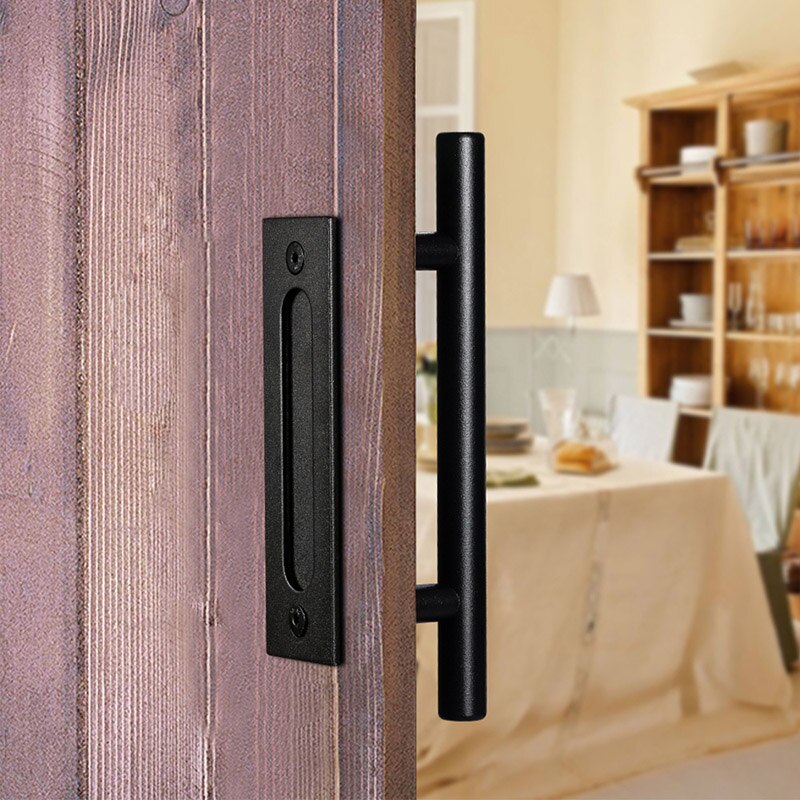 Barn Door Black Double-sided Sliding Door Sliding Door Round Dark Glas Hand Modern Minimalist Cabinet Handle Door Handle