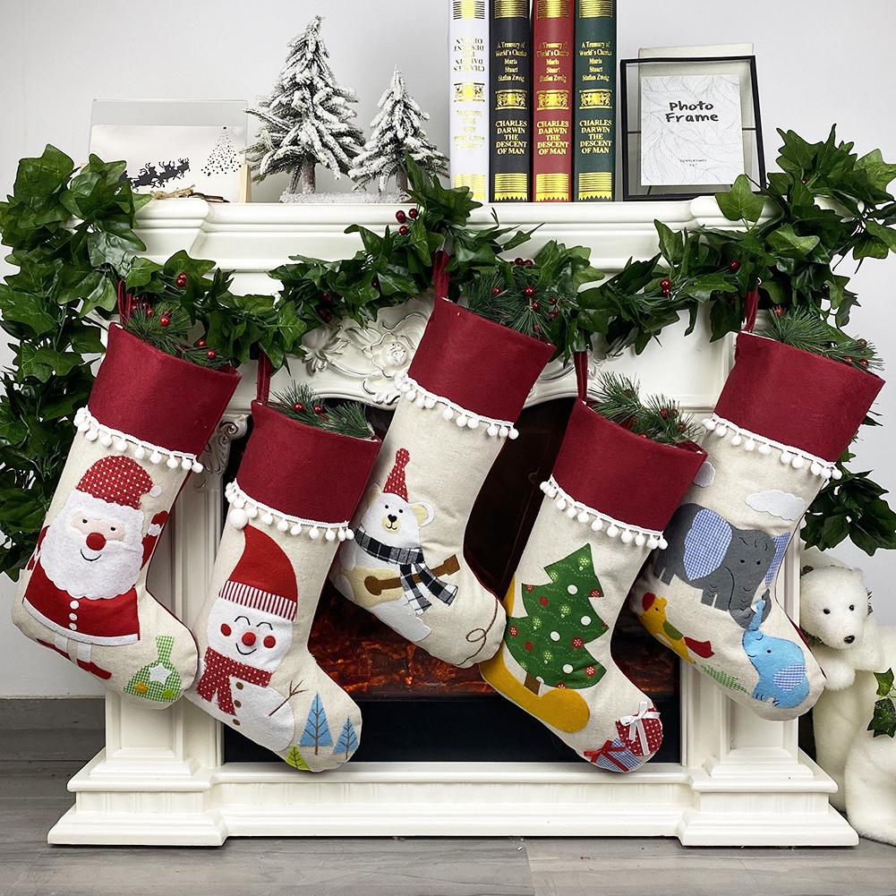 Jaar Kerst Kous Sack Xmas Candy Bag Opknoping Hanger Voor Xmas Tree Decoraties