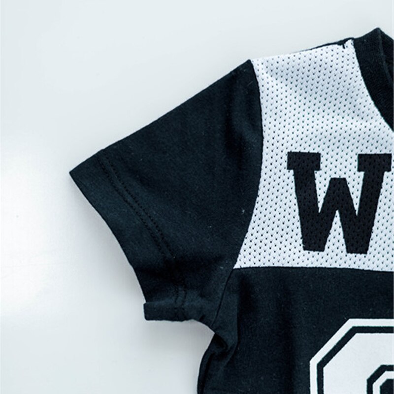 Baby Boy Short Sleeve t-shirts Sport Bebe Top Baby Printed Football Tee Kids Clothes Cotton Black White Baby Clothes 0-24Months