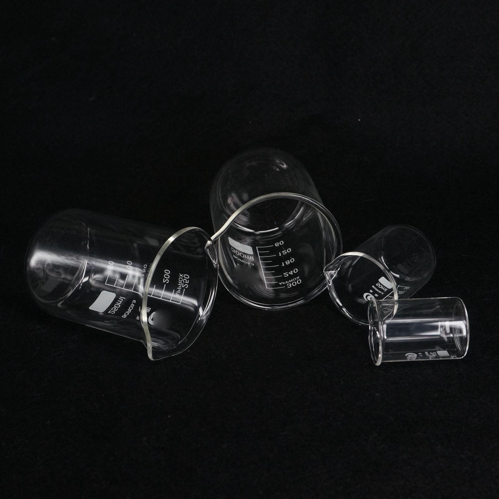 25/50/100/150/200/250/300/400/500ml Low Form Beaker Chemistry Laboratory Borosilicate Glass Thickened
