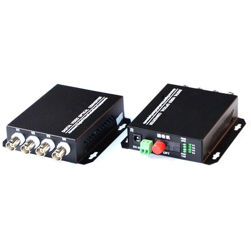 1 Pair 4 Channel Analog Video Optical Fiber Converter 4V1D Fiber Video Optical Transmitter and Receiver