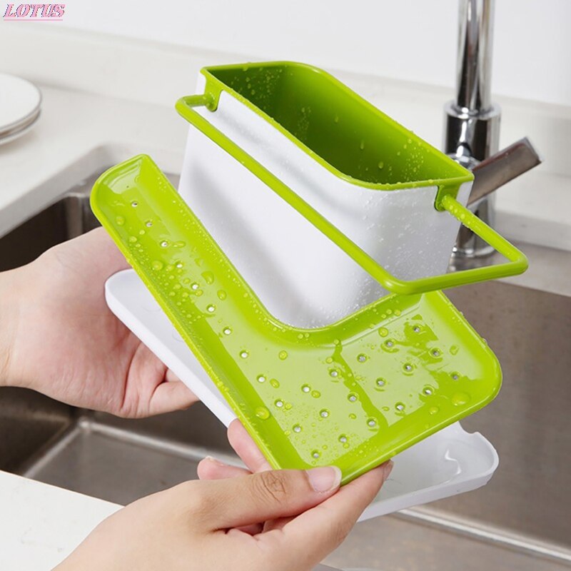 Storage Shelf Sponge Holder Draining Sink Box Kitchen Organizer Draining Rack Dish Storage Rack Stands Utensils Towel Rack