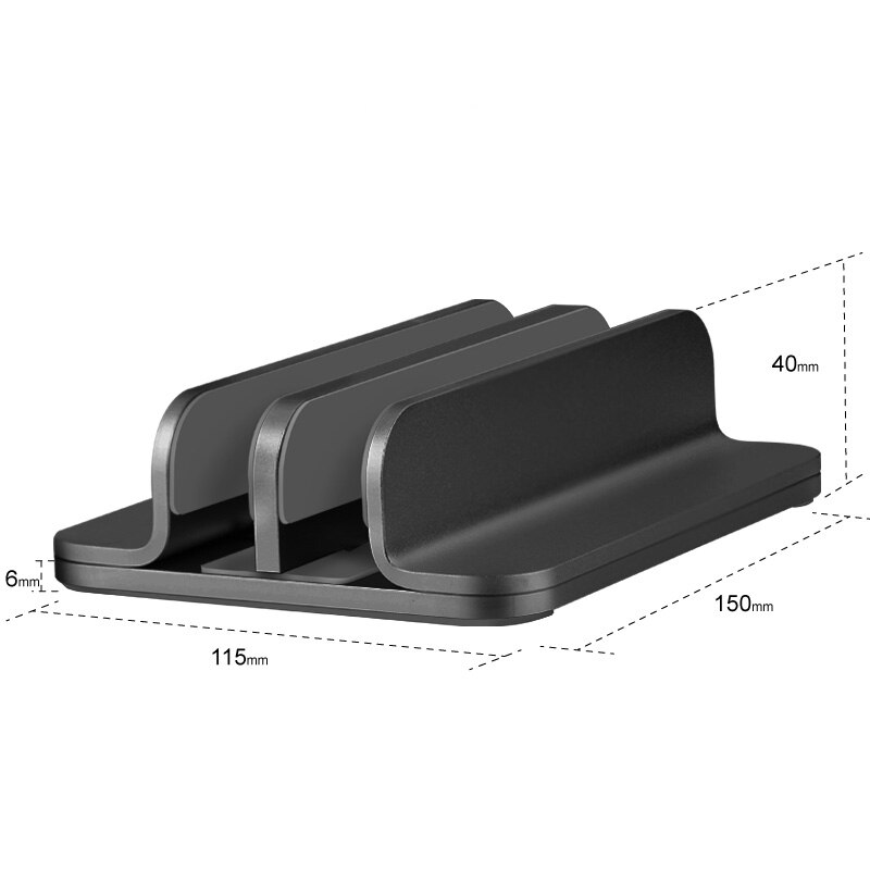 Vertical Adjustable Laptop Stand Aluminium Portable Notebook Mount Support Base Holder For MacBook Pro Air Accessory Book Holder: Double-Black