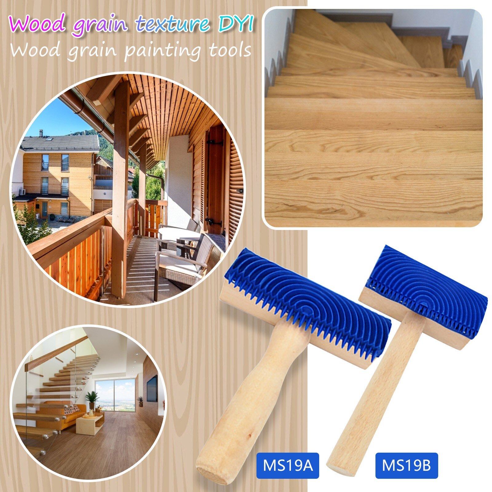 Imitation Wood Graining Pattern Wall Texture Art DIY Brush Painting Tool Rubber Wood Grain Painting Tool Home Decoration