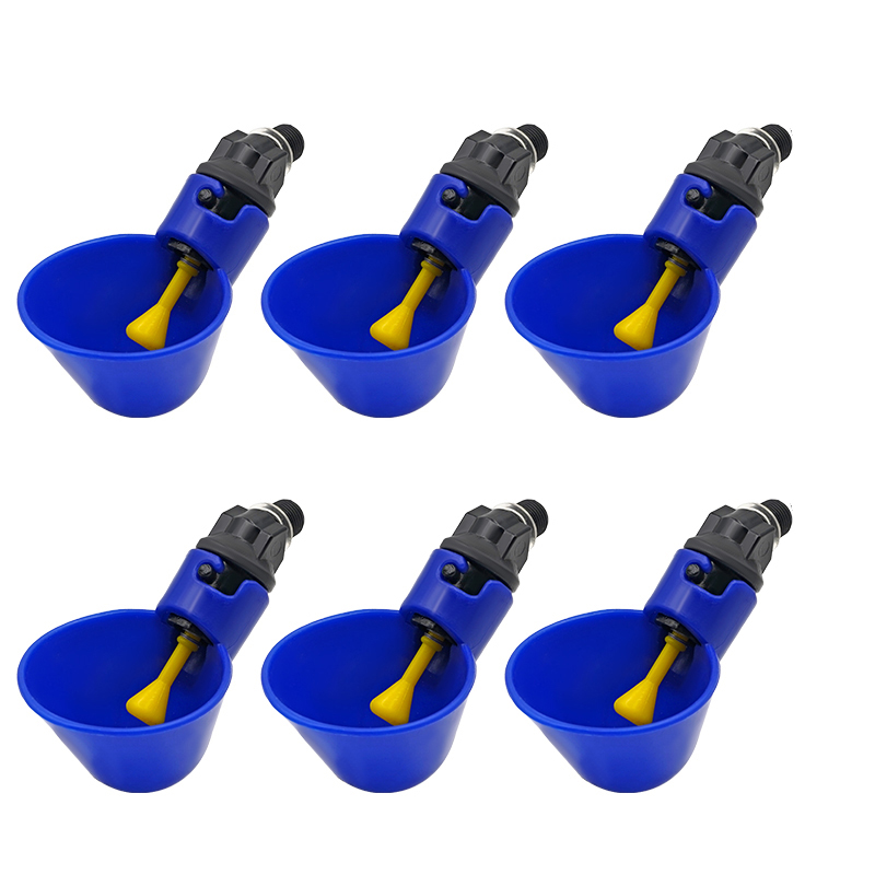 Bebedero para pollos, taza para aves de corral, bebedero automático para pollos, bebedero de plástico para aves de corral, alimentador de agua potable para pollitos y patos, 6 uds.: Gris