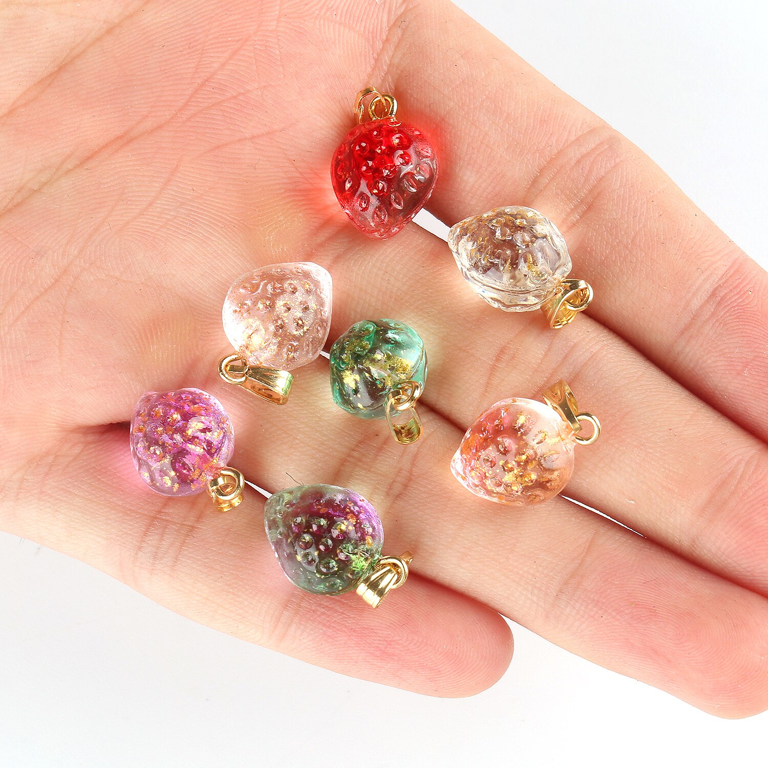 10Pcs Kleurrijke Tsjechische Lampwork Aardbei Hangers Fruit Glas Bedels Hanger Voor Ketting Sieraden Maken Diy Handgemaakte: mix