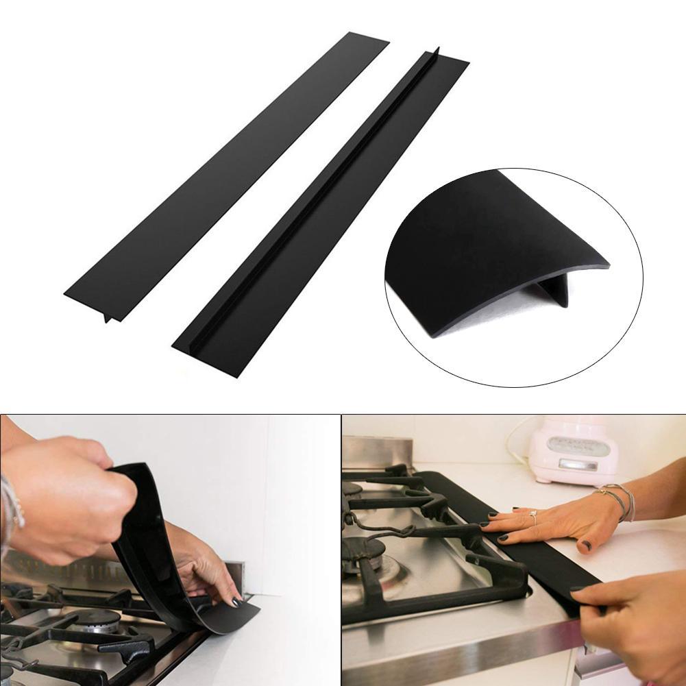 Set Of 2 Kitchen Silicone Stove Counter Gap Cover Heat Resistant Wide & Long Gap Filler Seals Spills Between Counter
