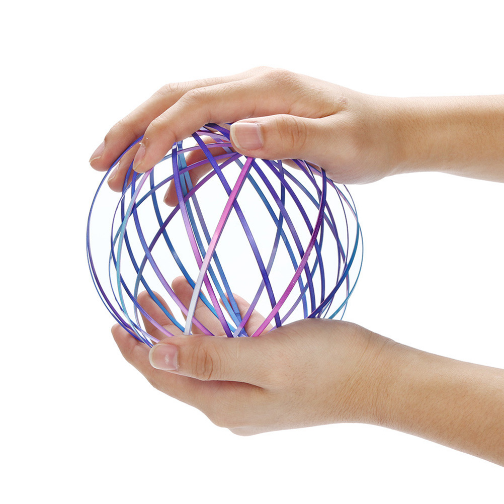 Aniti-Stress Rvs 3D Vloeistof Rotatie Magic Armband Kleurrijke Flow Ring Intelligent Speelgoed Fidget Spinner Metalen