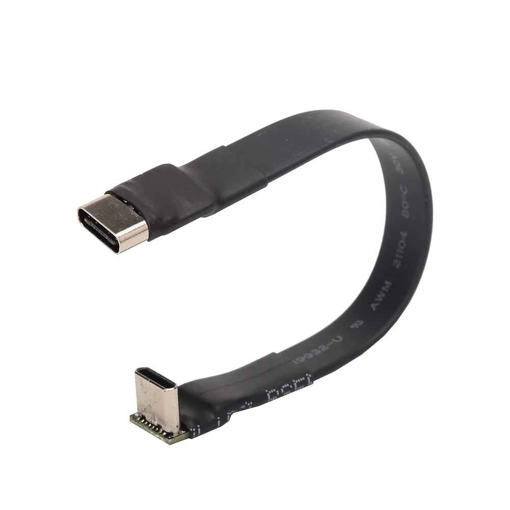 Cable plano de cinta USB 2,0 tipo C, extensión blindada, Cable FPC USB 2,0 USB-C, conectores en ángulo arriba/abajo de 90 grados, 5CM-3M para TV y PC