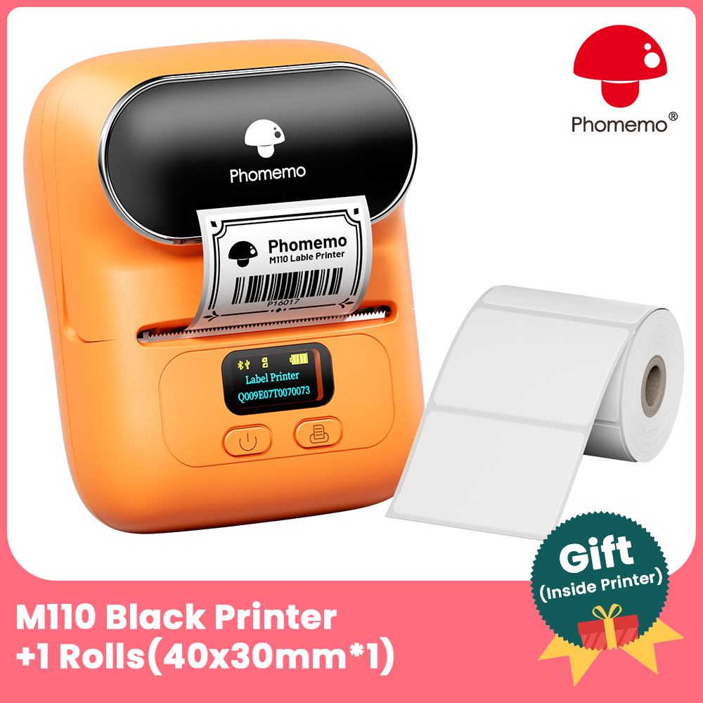Phomemo M110 Label Printer Mini Printer Thermal Label Maker Portable Labeling Machine for Business Barcode Cable School: Red