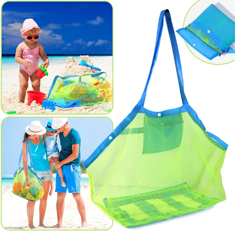 Mesh Beach Bag Extra Large Net Tote for Kid’s Sand Pool Supplies Big Size Quick Dry Shell Storage