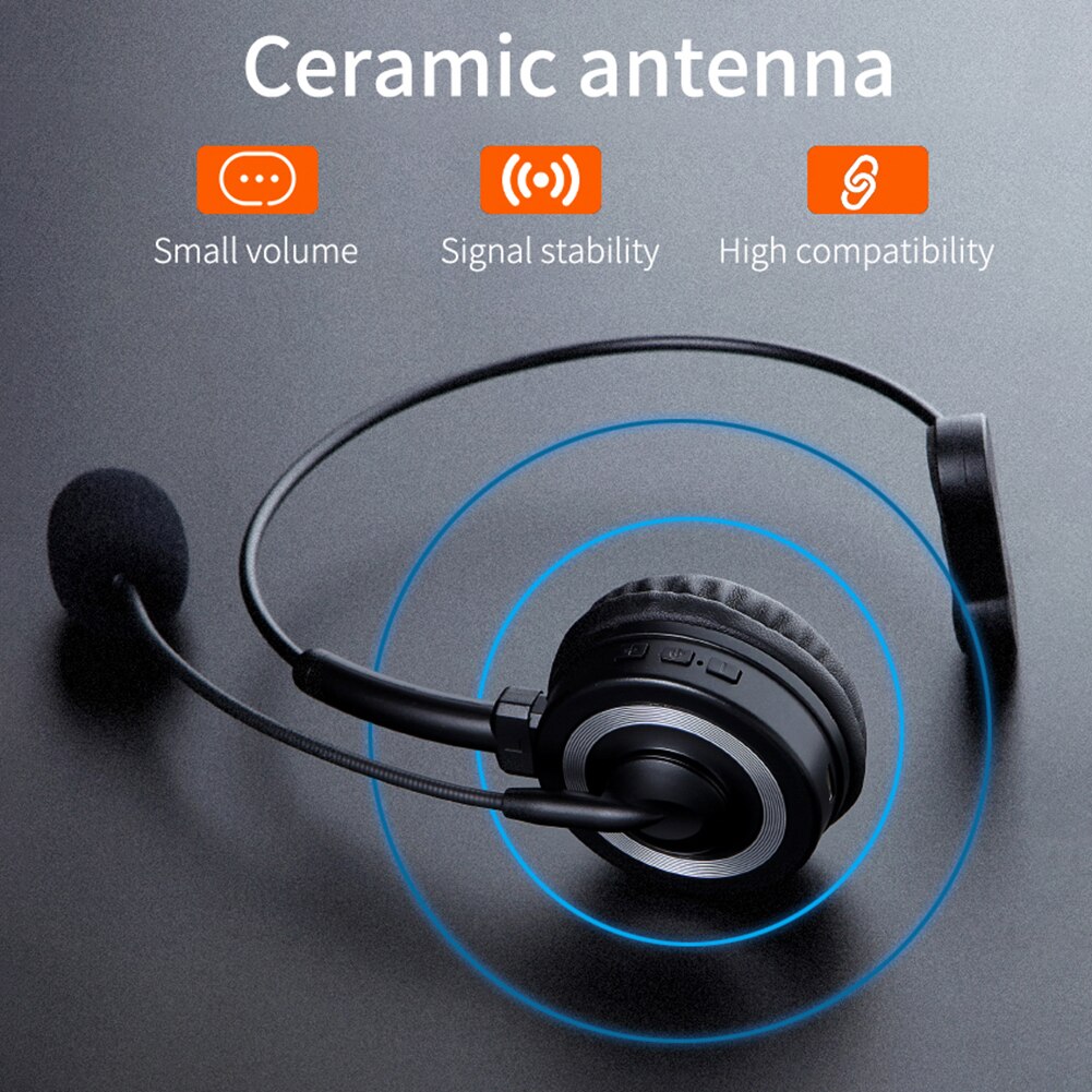 Bluetooth-compatible Call Center Headset Hands-free Wireless Headphones With Mic Noise Cancelling Skype for Call Center 17h Talk