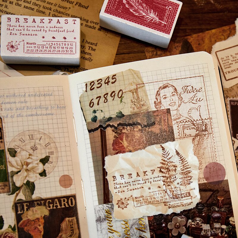 Retro Old Object Label Stamp Decoration stamp Plants wooden rubber stamps for scrapbooking stationery DIY craft standard seal