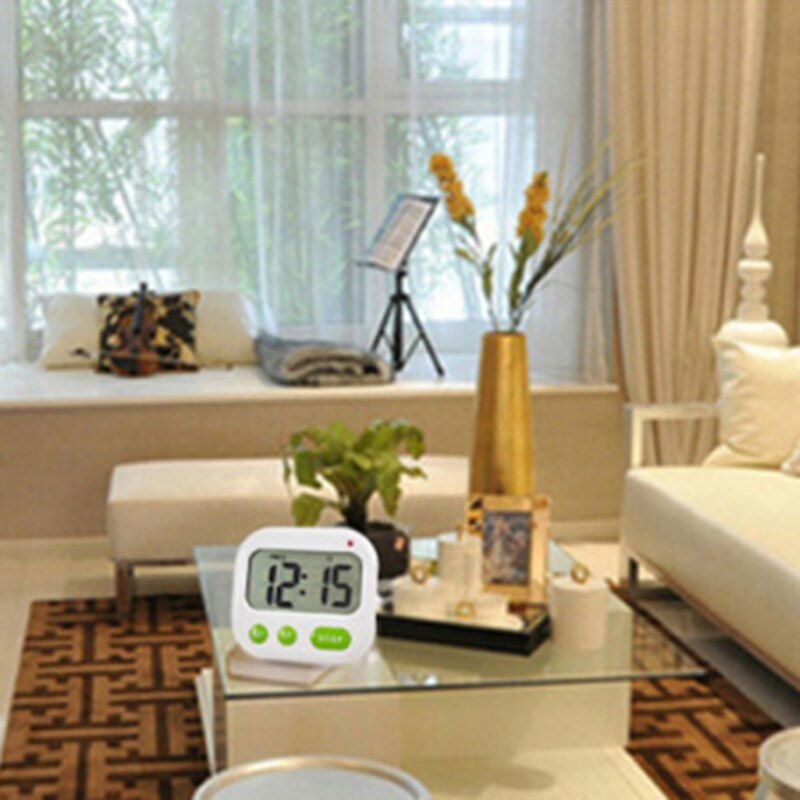 Alarm Clock Digital LCD Vibration Clock Battery Operated Modern Portable Timer Clock with Backlight Compatible w/ Home