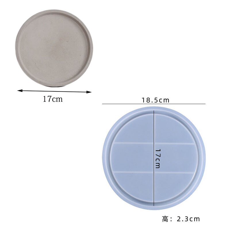 Beton rund bakke form rund base form smykker opbevaringsbakke diy ler epoxy cement bakke silikone form: 17cm runde