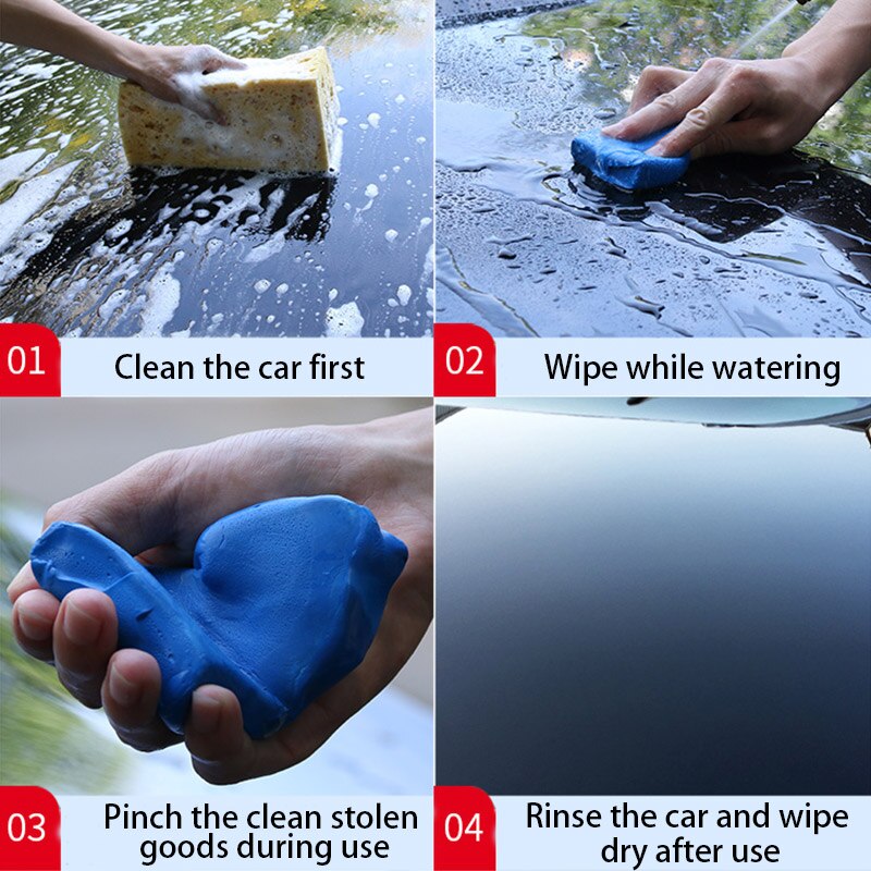 Barra de arcilla azul para limpieza de coche, limpiador de barro, accesorios para quitar el polvo, esponjas, cepillos de ropa, 100g