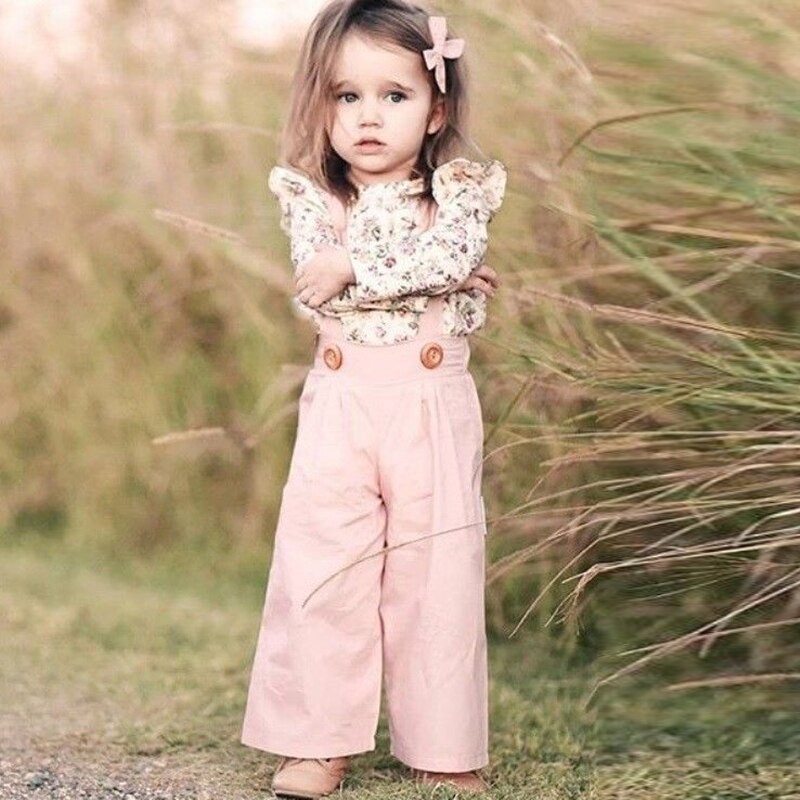 Baby Girl Floral Print Lace Design Tops Combo One-Pieces Solid Pants  Sets main image 0
