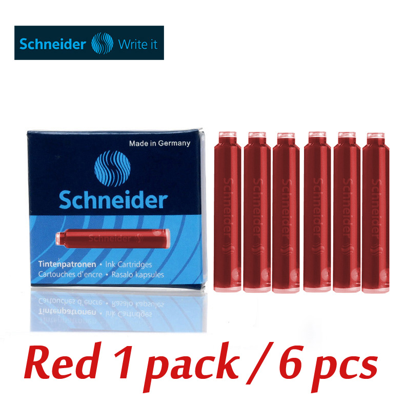 Japan's original Muji aluminum short pocket fountain pen gel pen ink: Schneider red ink