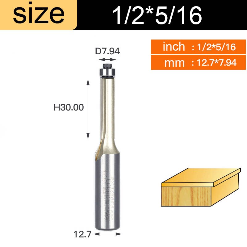 Arden Flush Trim Router Bits for Wood 1/2 1/4 Shank Woodworking Tools Trimming Cutters with Bearing Endmill Milling Cutter: X01306