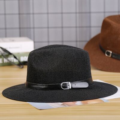 Strohoed Mannen Fedora Hoeden Met Riem Vintage Vrouwen Trilby Caps Zomer Fedora Uv Jazz Hoed Hoed Vrouwen vilt: 2