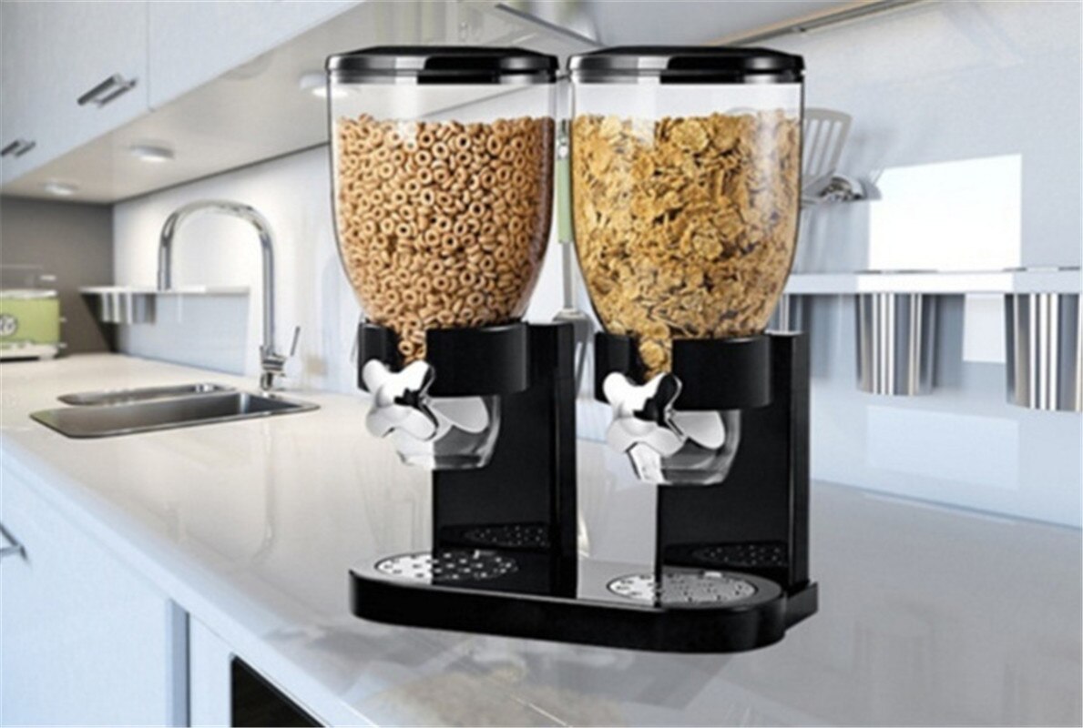 Doppel-geleitet getreide maschine getreide Fass lebensmittel dosen Hause täglichen doppel-tasse getreide Separator: Schwarz doppelt