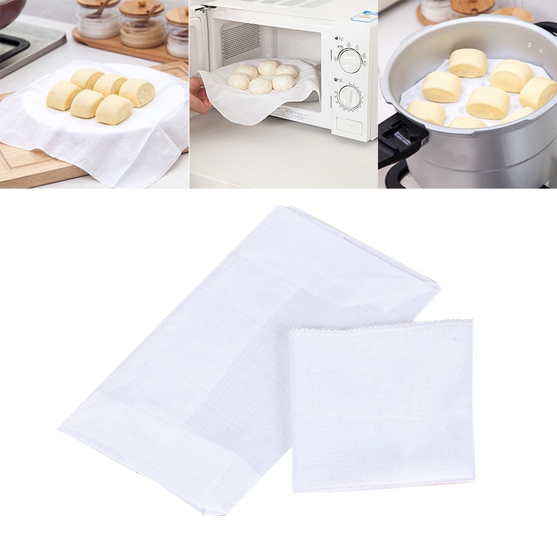 1/2PC Cotton Steam Cloth For Steaming Grid Cleaning Steam Basket Cloth Cookware Kitchen Stuffed Buns Steamed Bread Steamer Mat