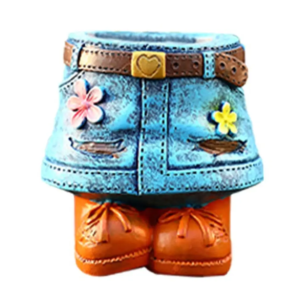 2025 Denim Broek Bloempot Duurzame Pastorale Stijlen Thuis Ornament Succulente Pot Hars Plant Containers: YELLOW