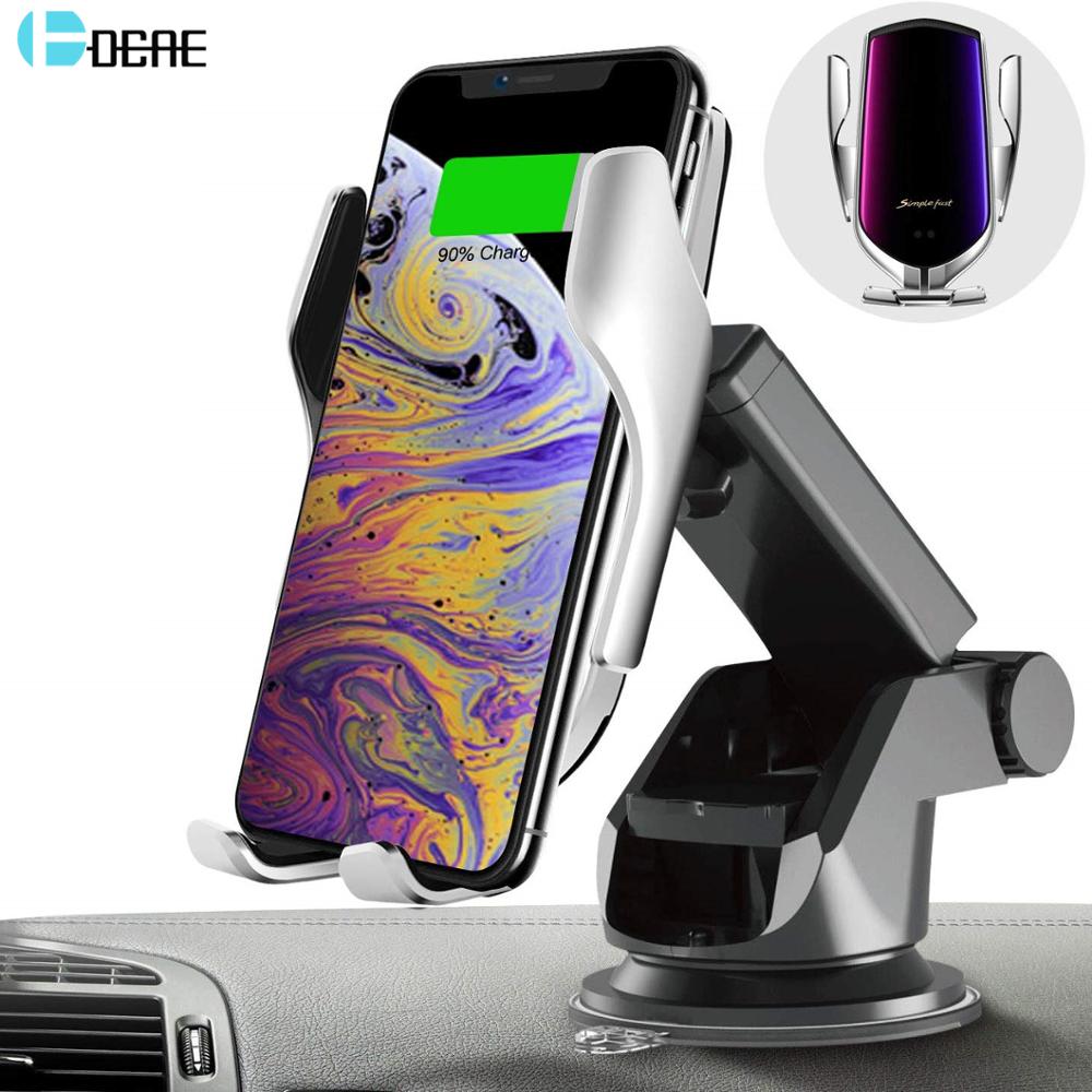 Cargador de coche inalámbrico Qi, soporte de teléfono automático para salida de aire, soporte de montaje de teléfono para iPhone 11 Pro XS XR X 8 Samsung S10 S9 S8 Note 10 9