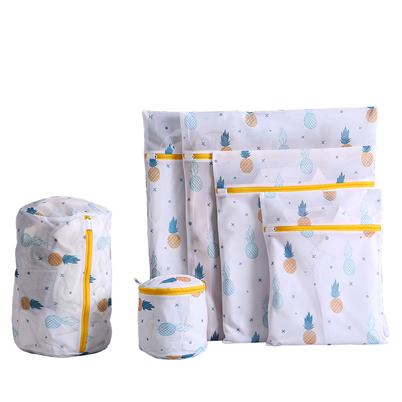 Laundry Bag Printing Zippered Mesh Polyester Washing Net Bag For Underwear Sock Washing Machine Pouch Clothes Bra Bags: type A 6PC