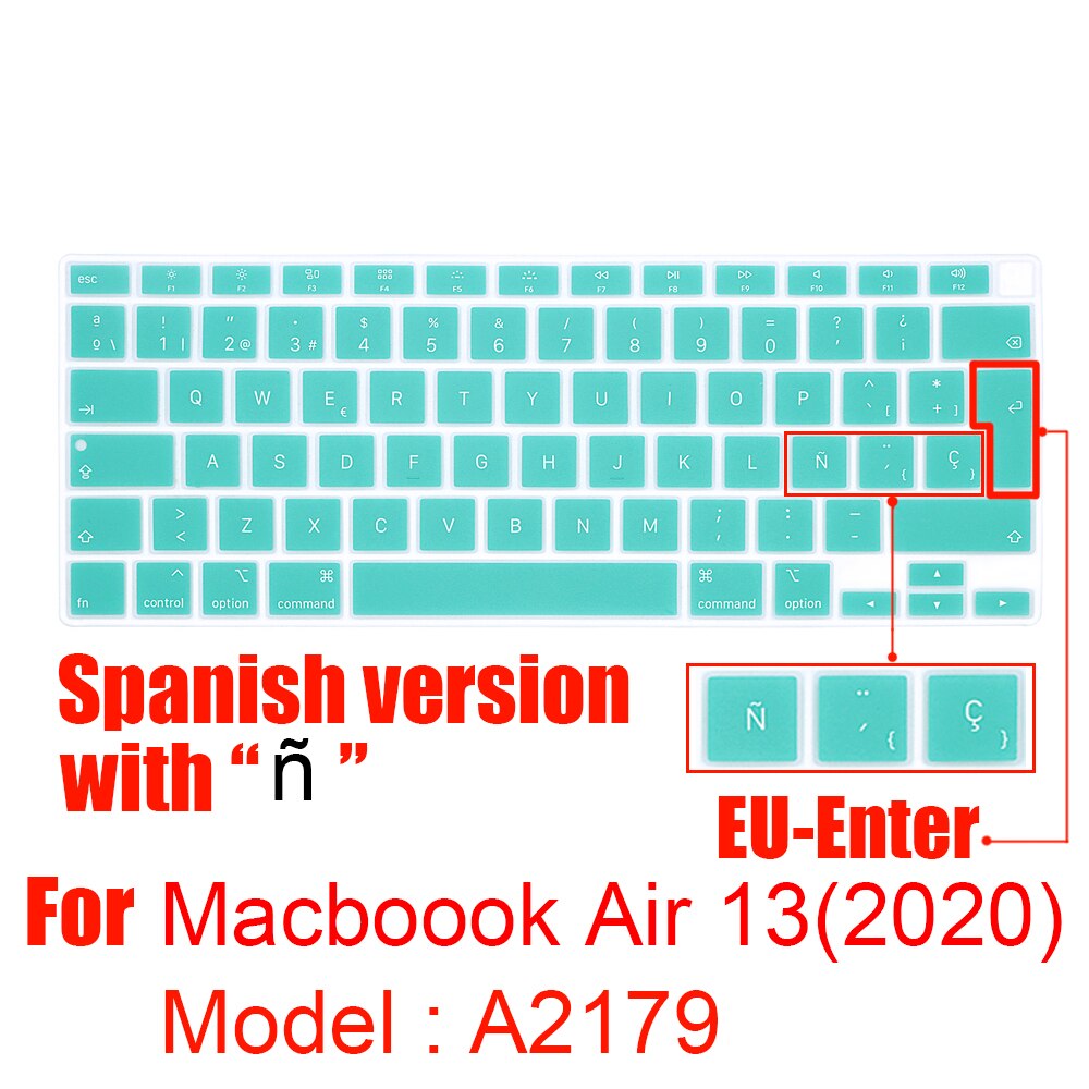 Dla 2020 nowy Macbook Air 13 Cal silikonowa klawiatura laptopa pokrywa z touchbar ue wersja A2179 hiszpania Laptop film ochronny: A2179 EU Clover