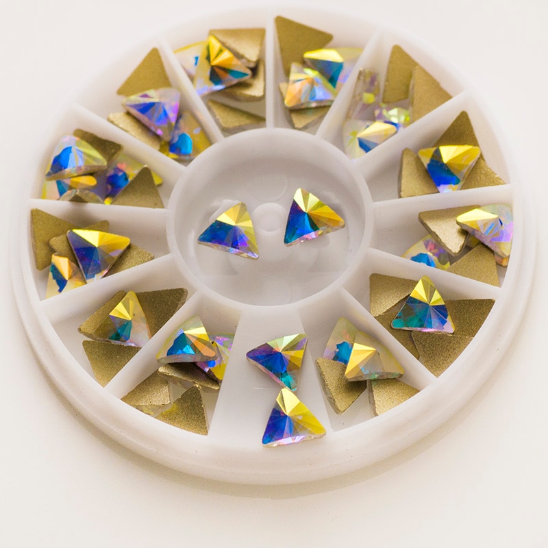 20 Stks/pak 3D Nail Art Strass 5Mm Size Driehoek Vorm Plaksteen Nail Glas Kristal Diy Nagel Decoraties Voor Nagels
