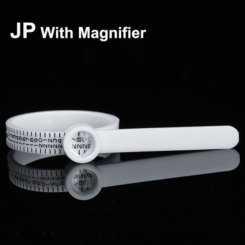 1Pc Ring Sizer UK/US/EU/JP Wedding Official Finger Measure Gauge Men and Womens Sizes A-Z Jewelry Accessory Measurer: Magnifier-White-JP